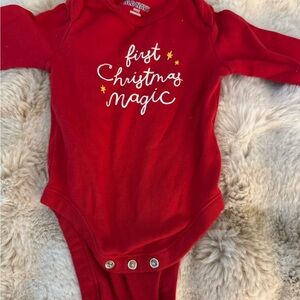 Old Navy Red Christmas Baby Onesie